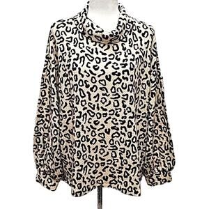Sanctuary Klara Womens Leopard Print Mock Neck Sweater Top Size 2X (NWT)